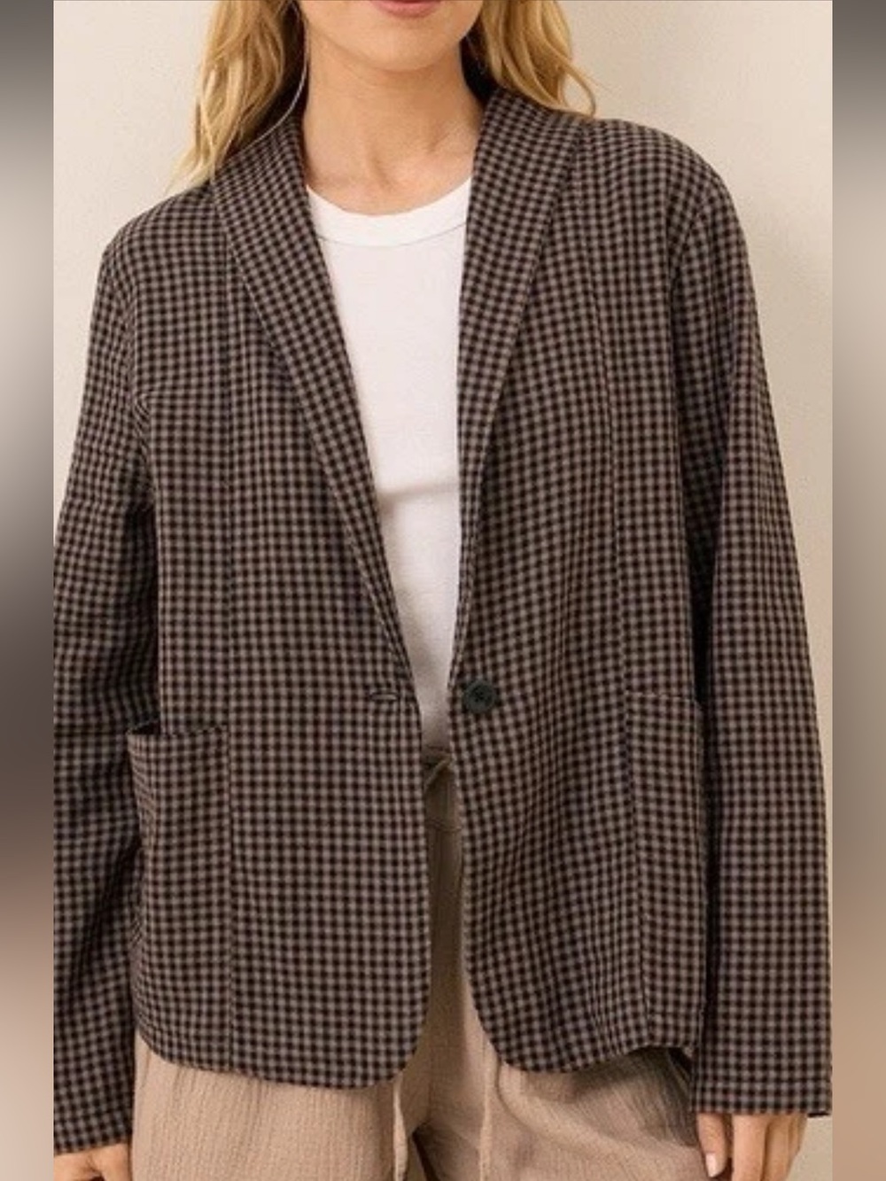 Pact Brown & Black Micro-Check Blazer